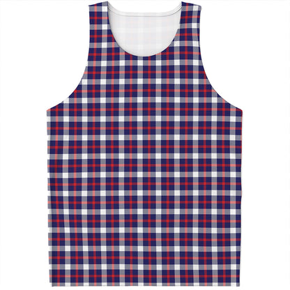 American Patriotic Plaid Print Men's Tank Top