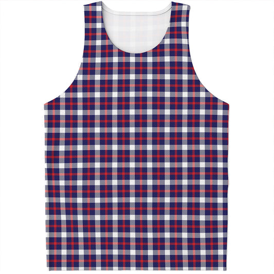 American Patriotic Plaid Print Men's Tank Top