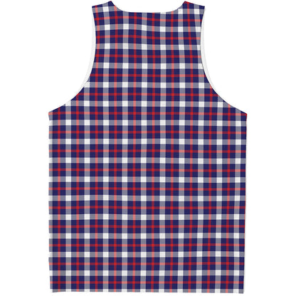American Patriotic Plaid Print Men's Tank Top