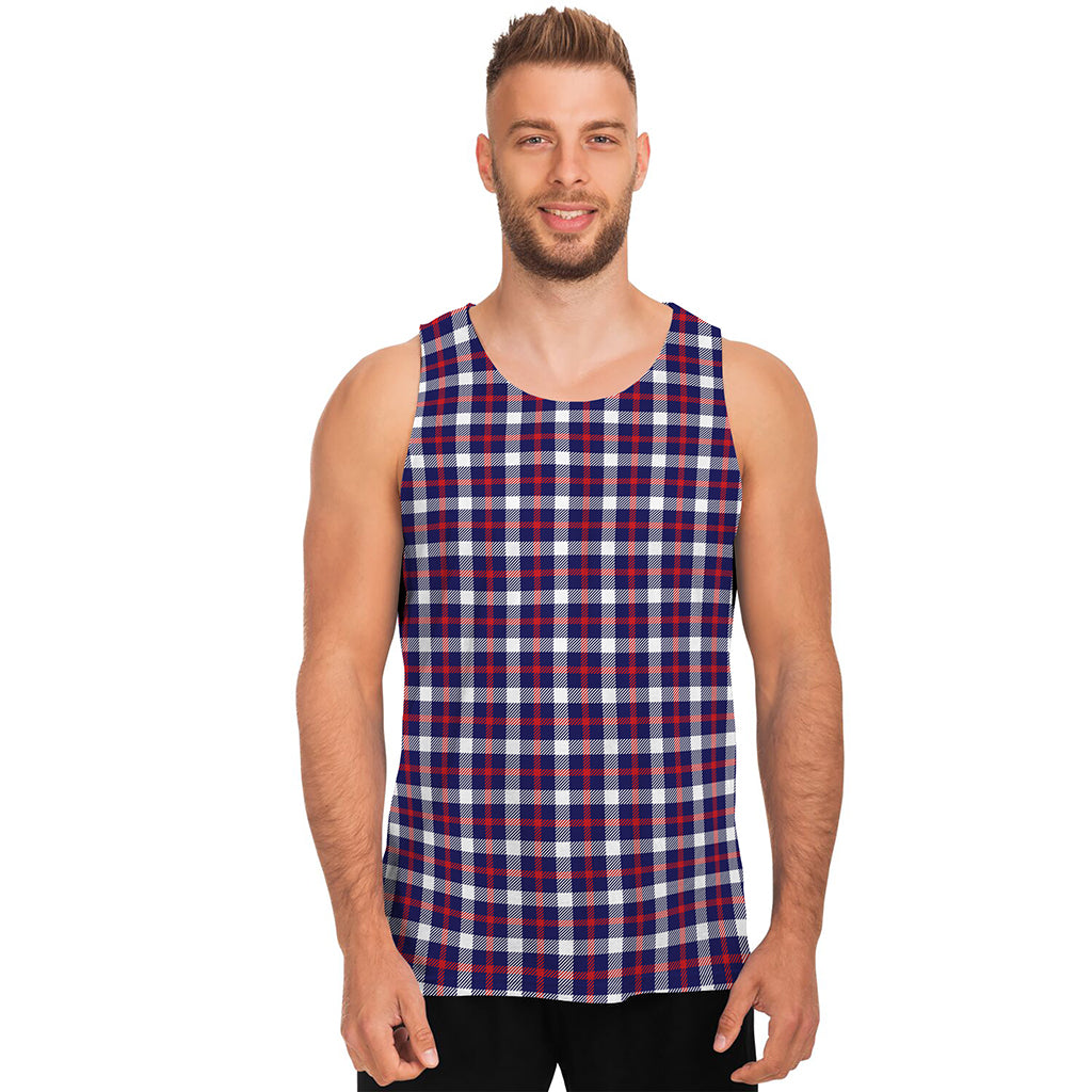 American Patriotic Plaid Print Men's Tank Top