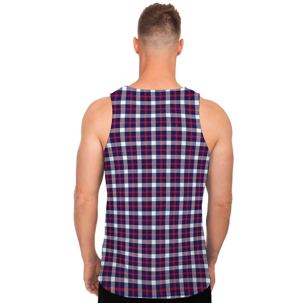 American Patriotic Plaid Print Men's Tank Top
