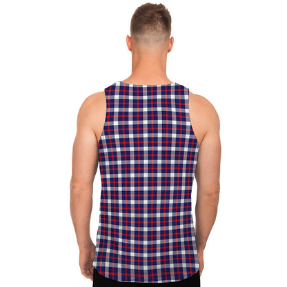 American Patriotic Plaid Print Men's Tank Top