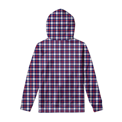 American Patriotic Plaid Print Pullover Hoodie