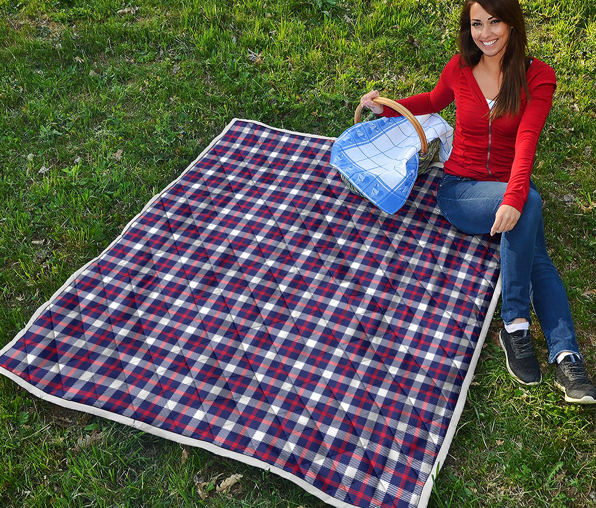 American Patriotic Plaid Print Quilt