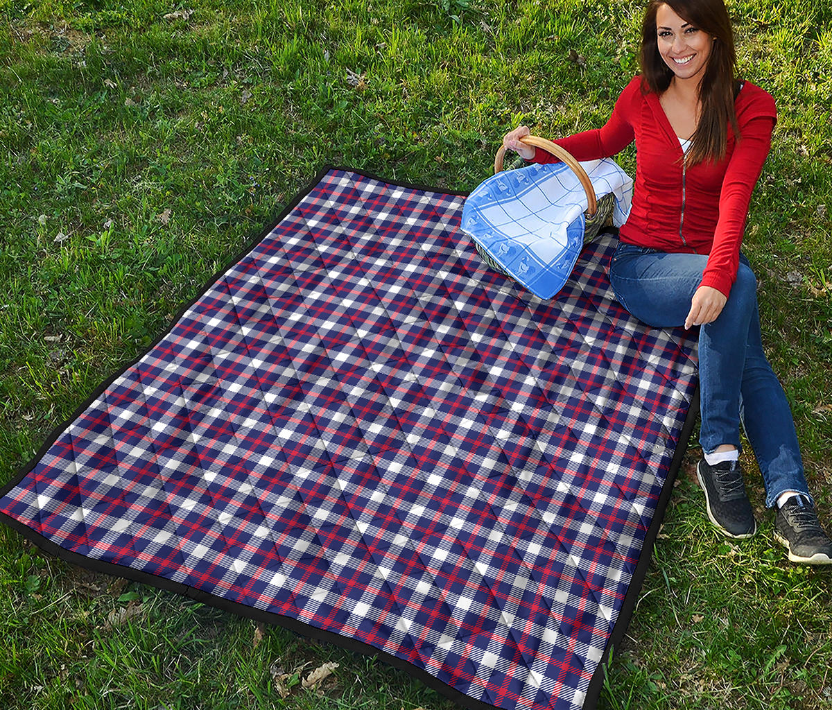 American Patriotic Plaid Print Quilt