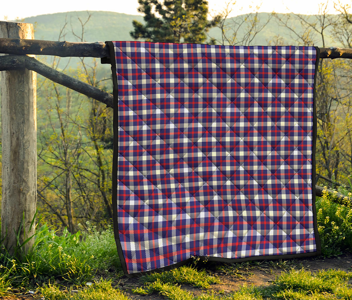 American Patriotic Plaid Print Quilt