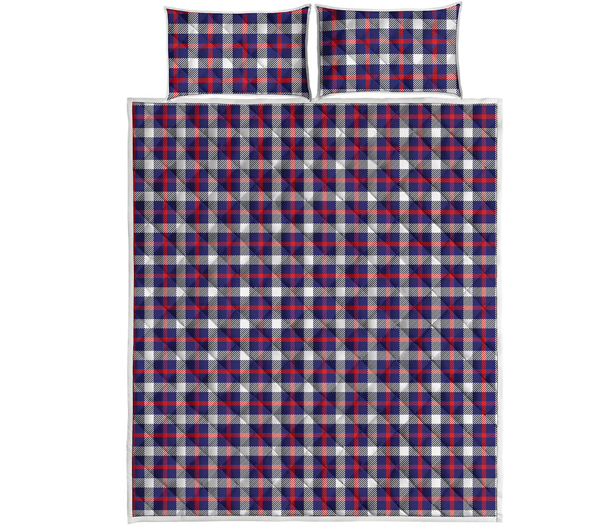 American Patriotic Plaid Print Quilt Bed Set