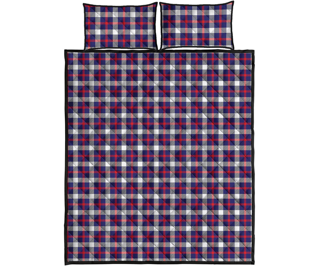 American Patriotic Plaid Print Quilt Bed Set