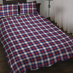 American Patriotic Plaid Print Quilt Bed Set