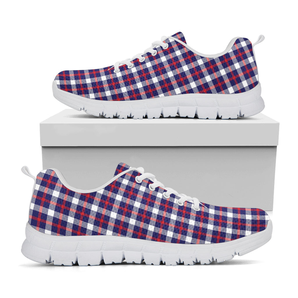 American Patriotic Plaid Print White Sneakers