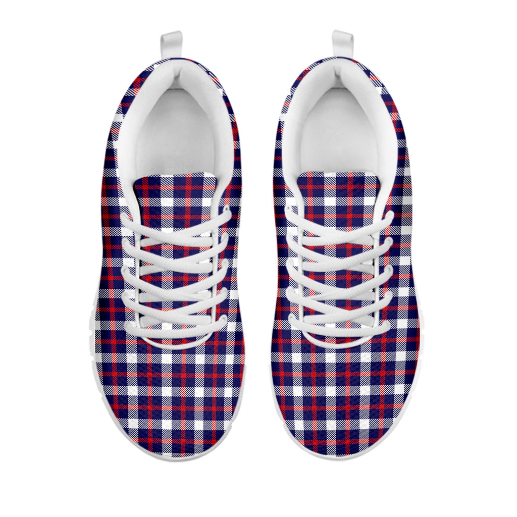 American Patriotic Plaid Print White Sneakers