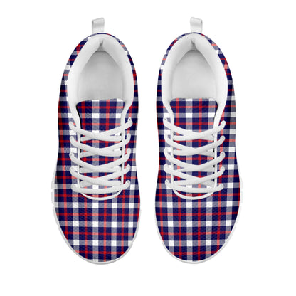 American Patriotic Plaid Print White Sneakers