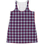American Patriotic Plaid Print Women's Racerback Tank Top