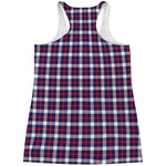 American Patriotic Plaid Print Women's Racerback Tank Top