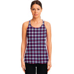 American Patriotic Plaid Print Women's Racerback Tank Top