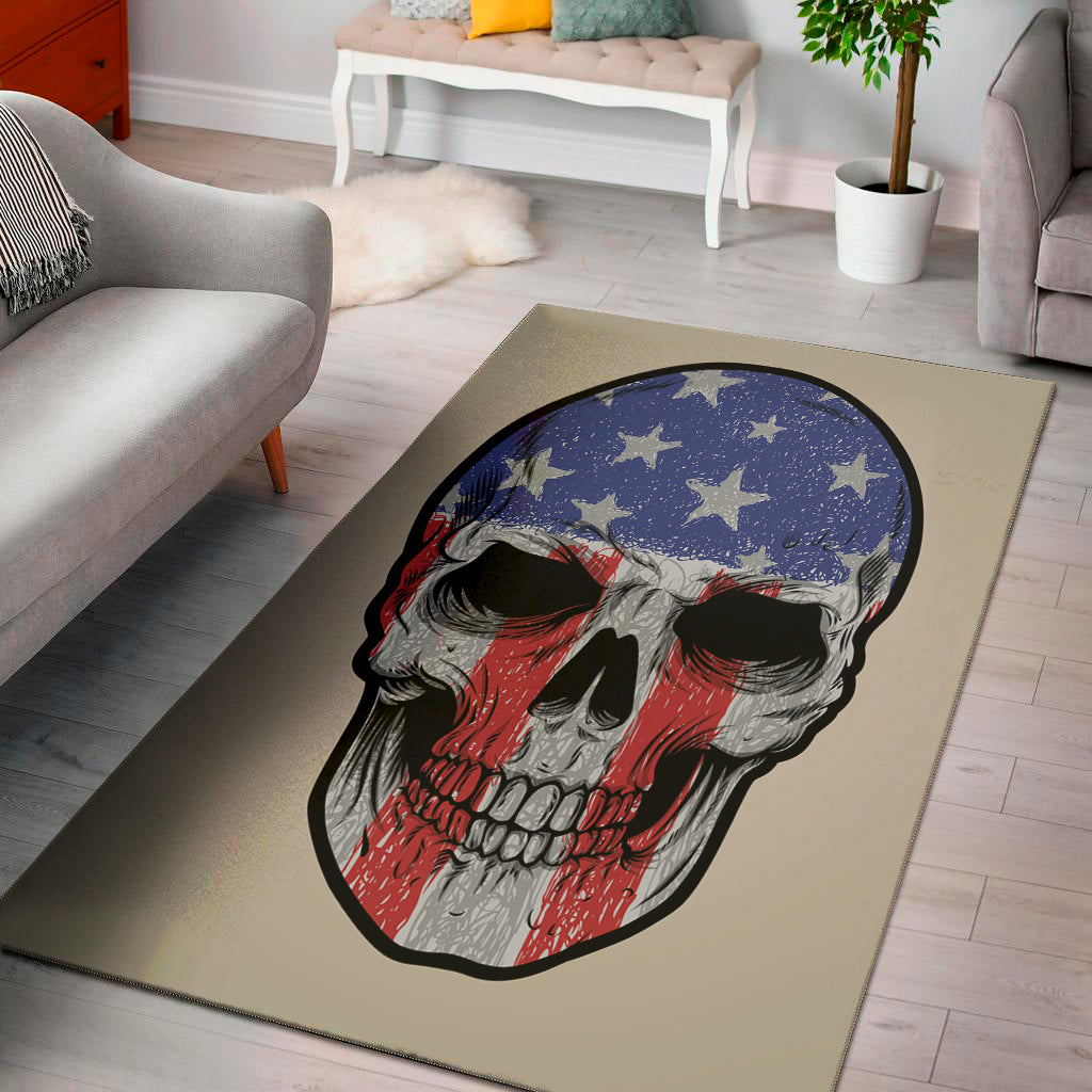 American Patriotic Skull Print Area Rug