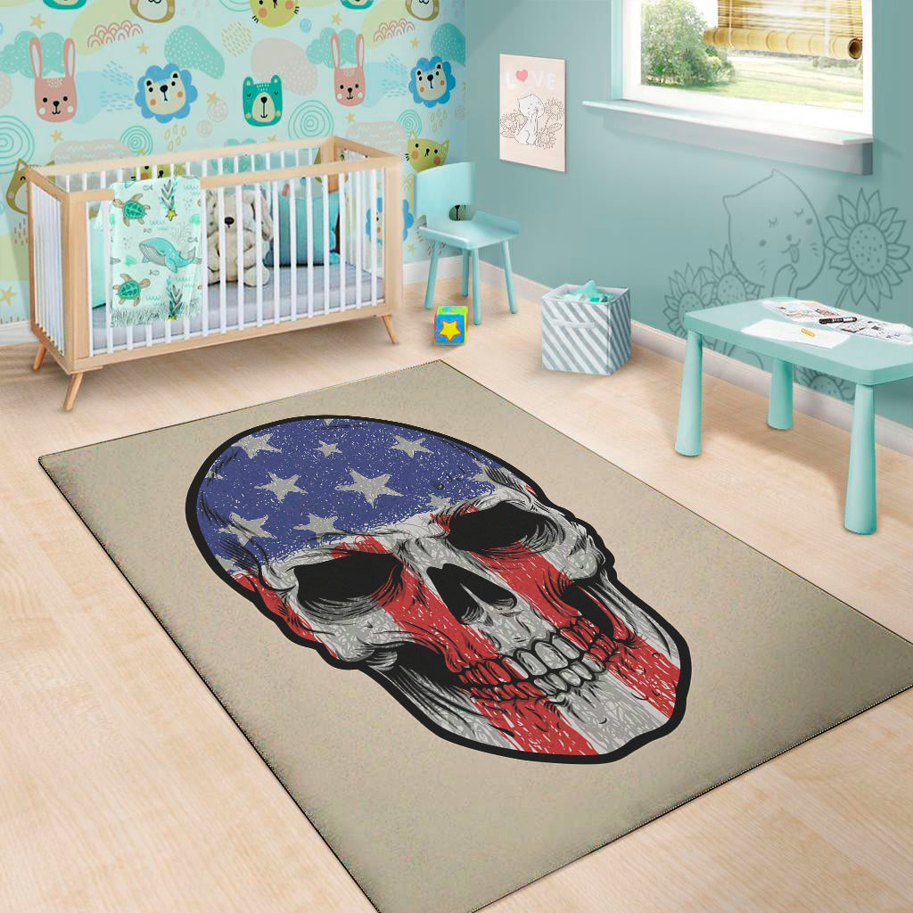 American Patriotic Skull Print Area Rug