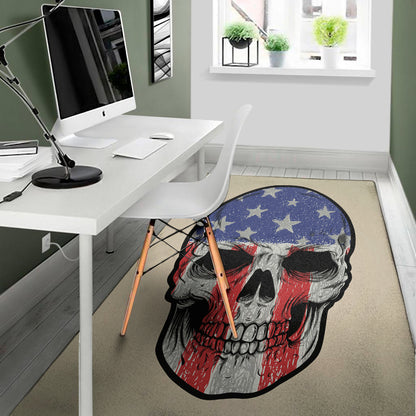 American Patriotic Skull Print Area Rug