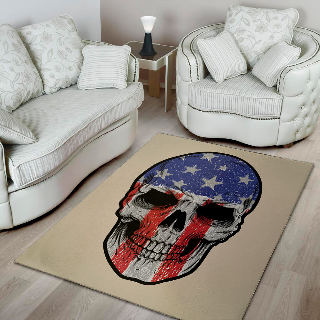 American Patriotic Skull Print Area Rug