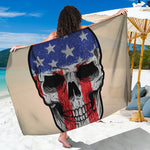 American Patriotic Skull Print Beach Sarong Wrap