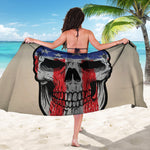 American Patriotic Skull Print Beach Sarong Wrap