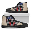 American Patriotic Skull Print Black High Top Sneakers