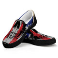 American Patriotic Skull Print Black Slip On Sneakers
