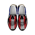 American Patriotic Skull Print Black Slip On Shoes