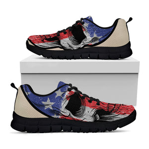 American Patriotic Skull Print Black Sneakers