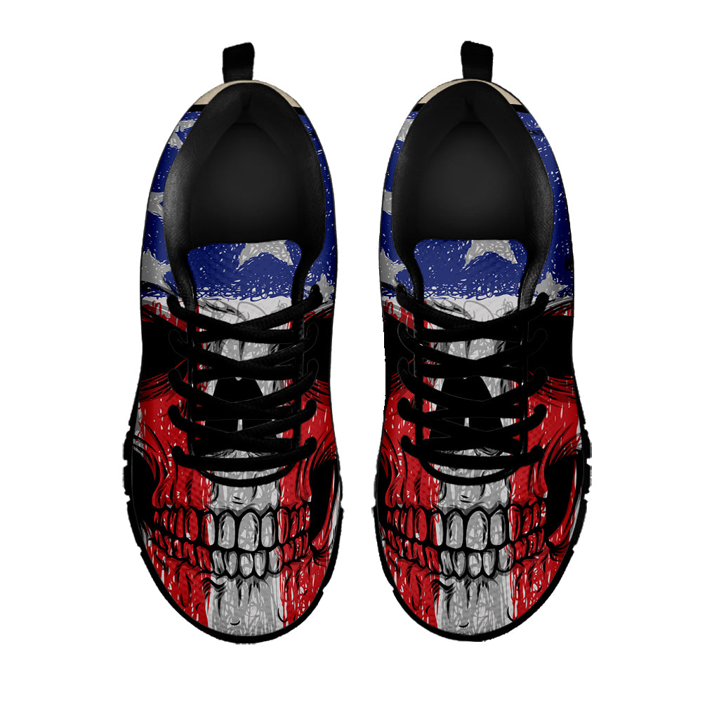 American Patriotic Skull Print Black Sneakers