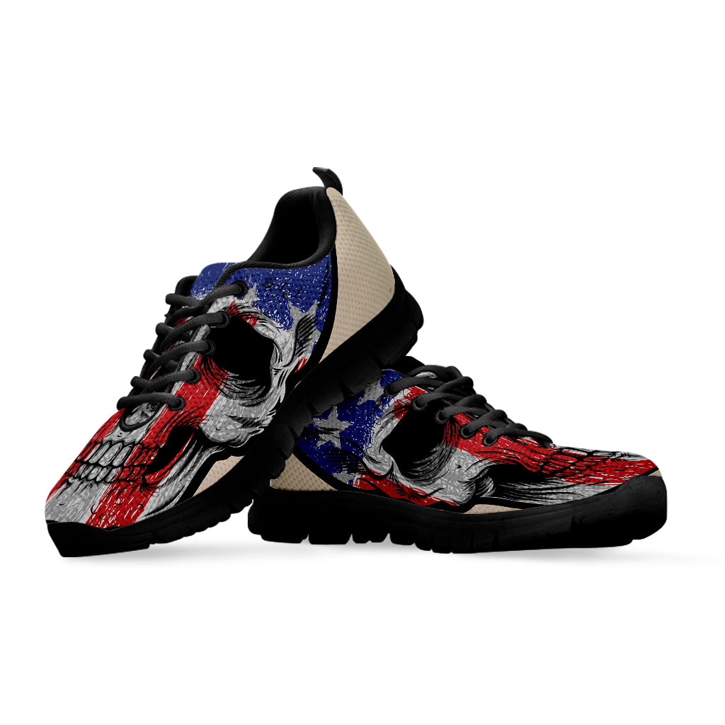 American Patriotic Skull Print Black Sneakers