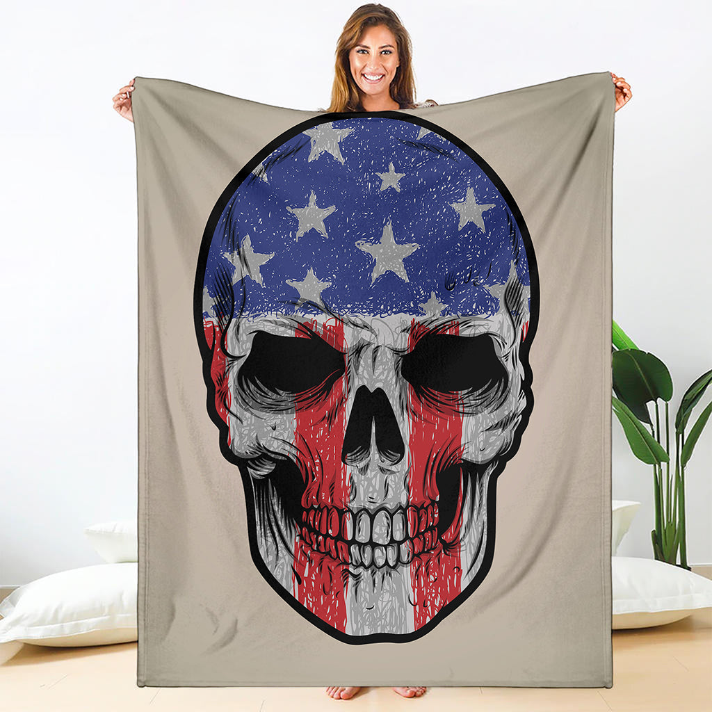 American Patriotic Skull Print Blanket