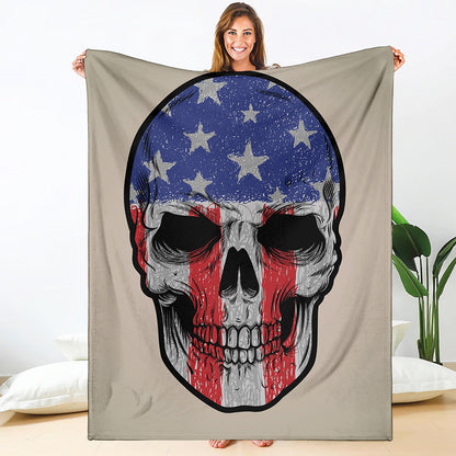 American Patriotic Skull Print Blanket