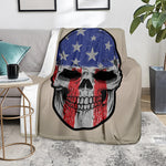 American Patriotic Skull Print Blanket