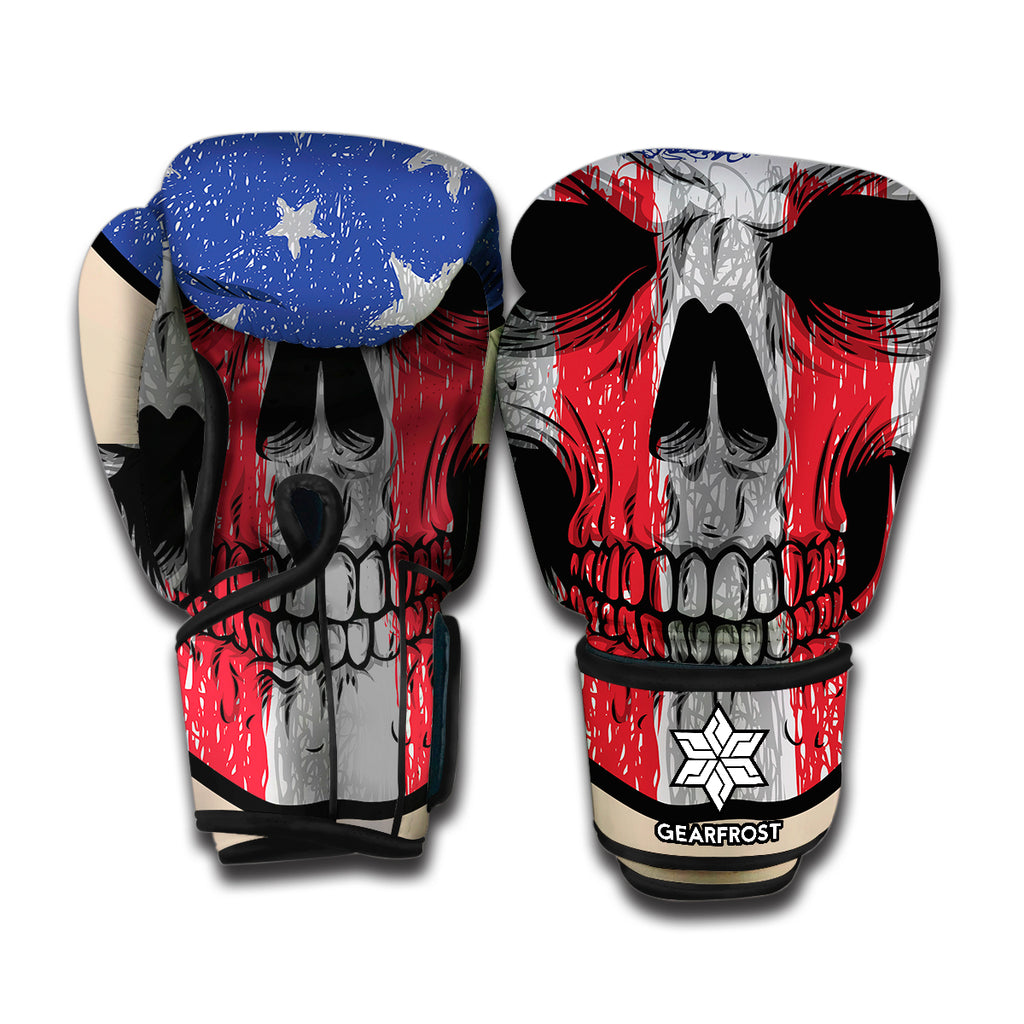 American Patriotic Skull Print Boxing Gloves