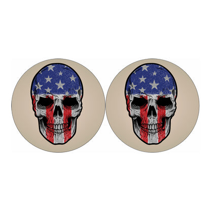 American Patriotic Skull Print Car Coasters