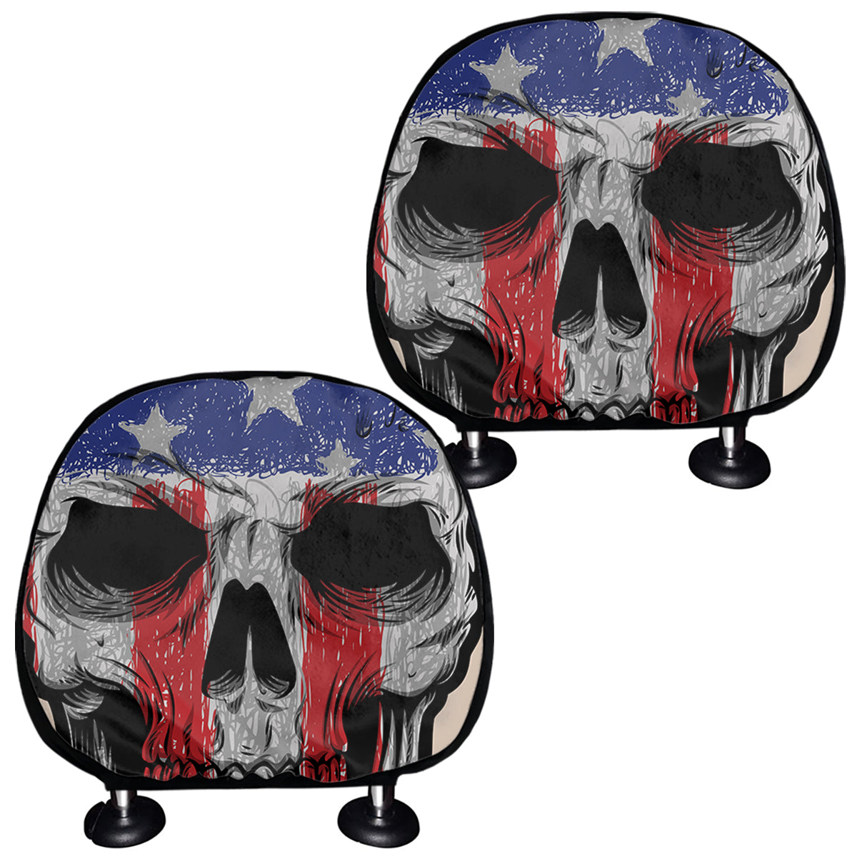 American Patriotic Skull Print Car Headrest Covers