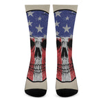 American Patriotic Skull Print Crew Socks