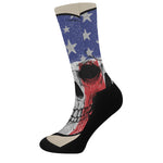 American Patriotic Skull Print Crew Socks