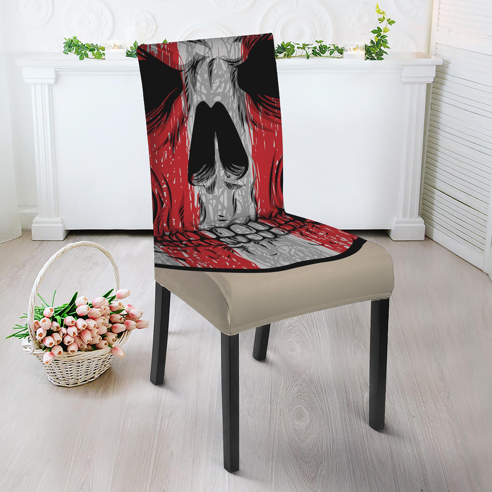 American Patriotic Skull Print Dining Chair Slipcover