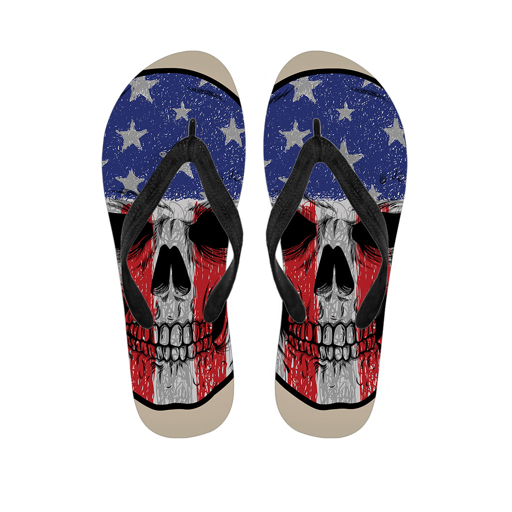 American Patriotic Skull Print Flip Flops