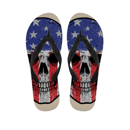 American Patriotic Skull Print Flip Flops