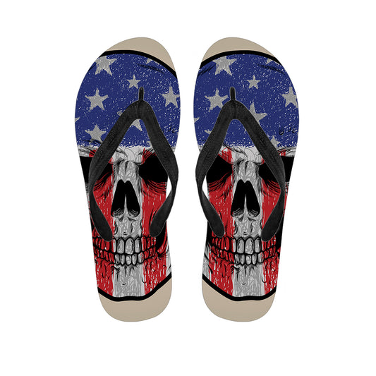American Patriotic Skull Print Flip Flops