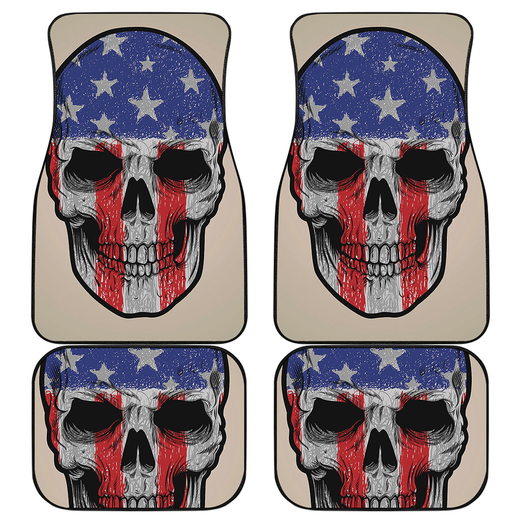 American Patriotic Skull Print Front and Back Car Floor Mats