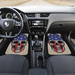 American Patriotic Skull Print Front and Back Car Floor Mats
