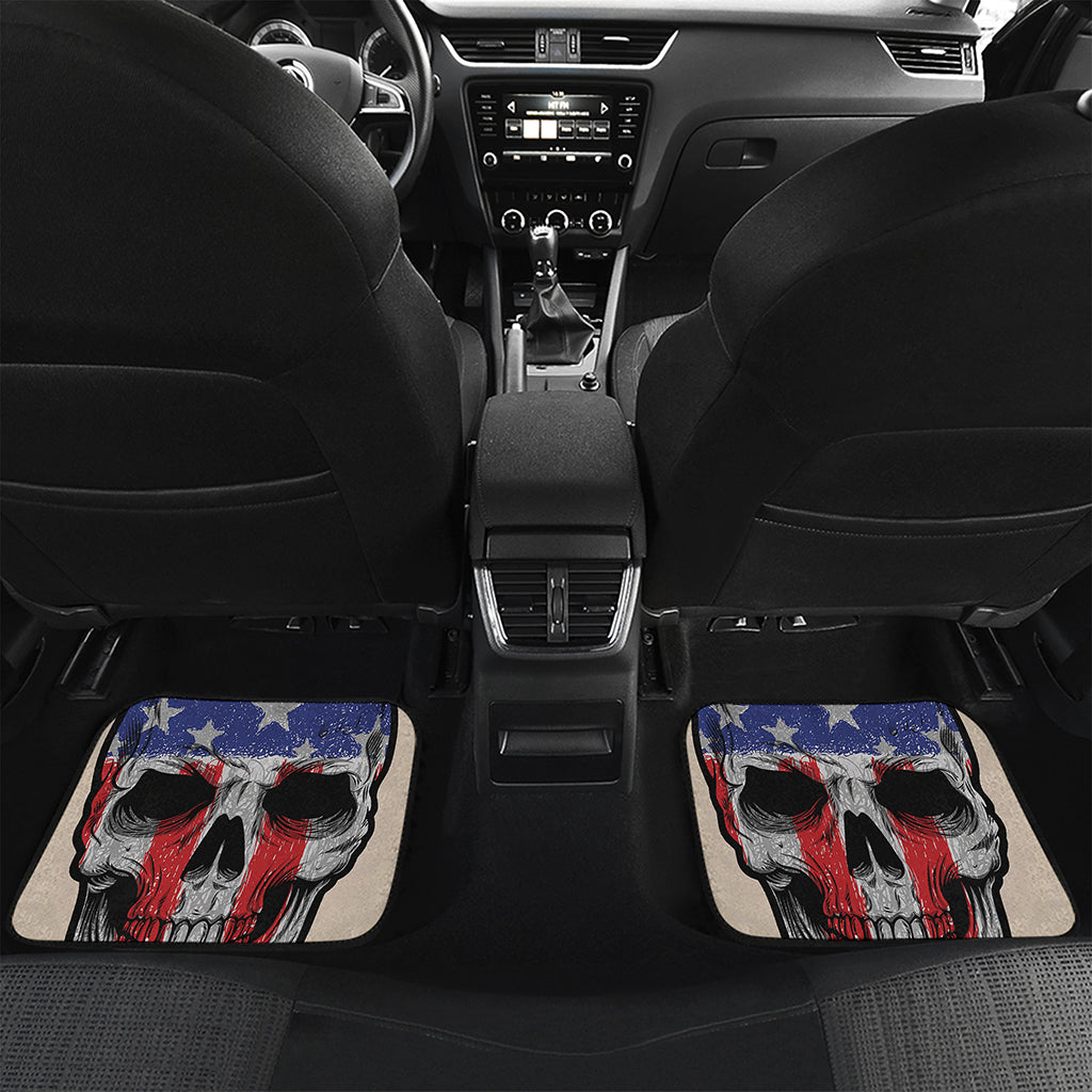 American Patriotic Skull Print Front and Back Car Floor Mats