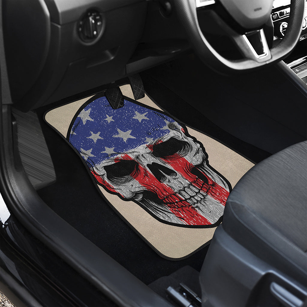 American Patriotic Skull Print Front and Back Car Floor Mats