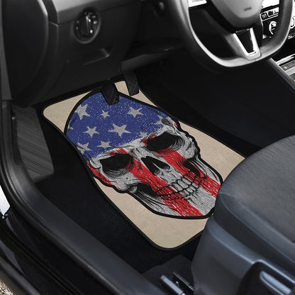 American Patriotic Skull Print Front and Back Car Floor Mats