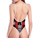 American Patriotic Skull Print High Cut One Piece Swimsuit