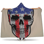 American Patriotic Skull Print Hooded Blanket